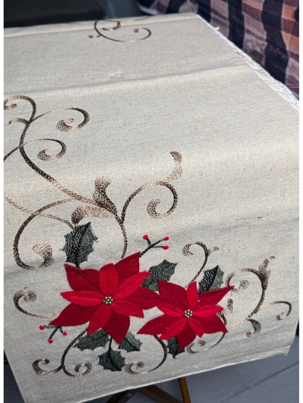 St. Nicholas Square Poinsettia Table Runner 13 x 72 inches Holiday Decor
